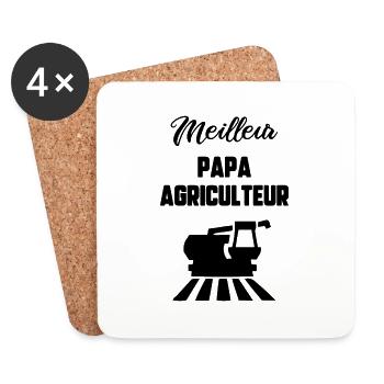 Meilleur papa agriculteur - Dessous de verre (lot de 4) - blanc - Devant