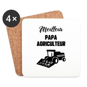 Meilleur papa agriculteur - Dessous de verre (lot de 4) - blanc - Devant