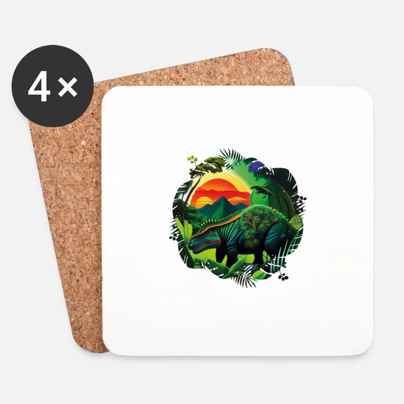 Jungle Rex - Untersetzer (4er-Set) - Weiß