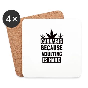 Cannabius parce que l’âge adulte est noir dur - Dessous de verre (lot de 4) - blanc - Devant