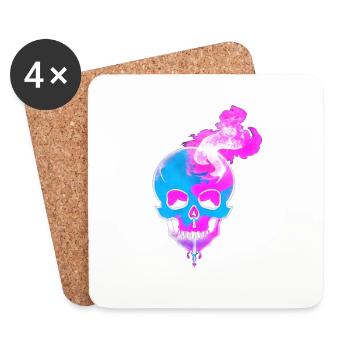 Feu Crâne Fumée Rose Squelette Flammes 9 - Dessous de verre (lot de 4) - blanc - Devant