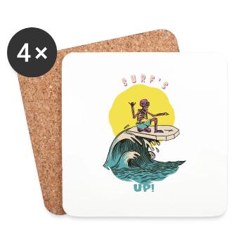 Surf's Up! Funny Retro Surfer - Coasters (set of 4) - white - Front