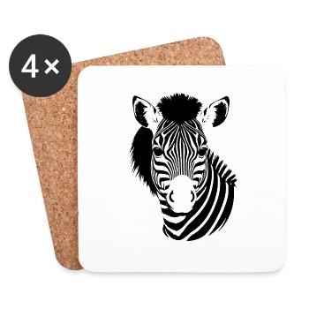 Fun Zebra Cartoon lustig Natur Tier Safari 21 - Untersetzer (4er-Set) - Weiß - Vorne