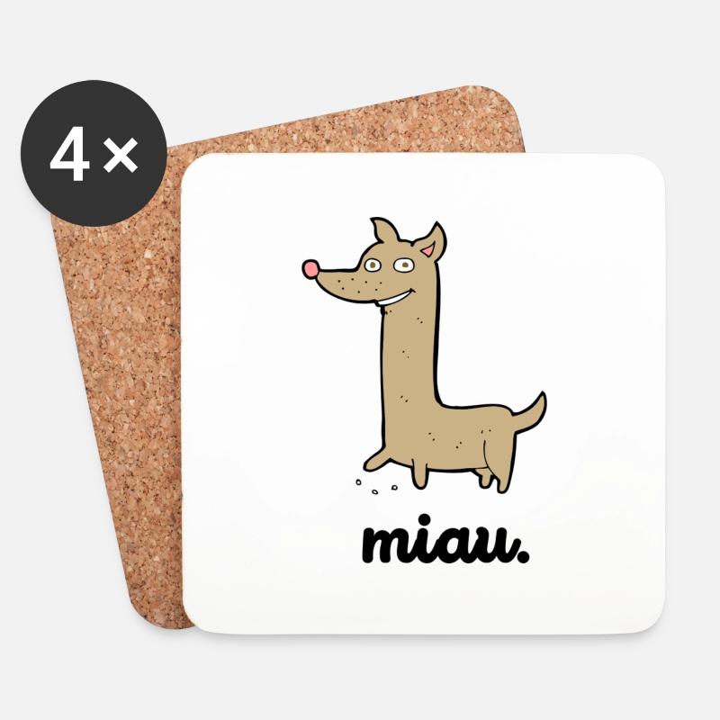 Lustiger Hund | Miau Hunde Design | Geschenkidee - Untersetzer (4er-Set) - Weiß