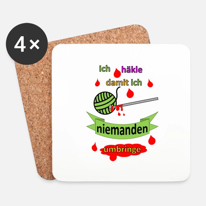 Ich häkle damit ich neimanden umbringe - Untersetzer (4er-Set) - Weiß