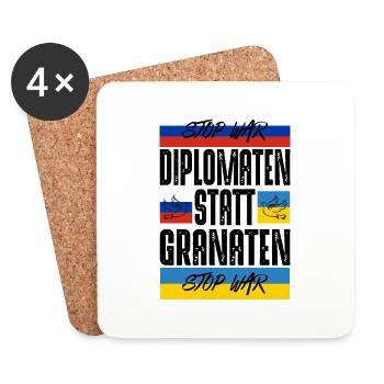 Diplomaten statt Granaten - Untersetzer (4er-Set) - Weiß - Vorne