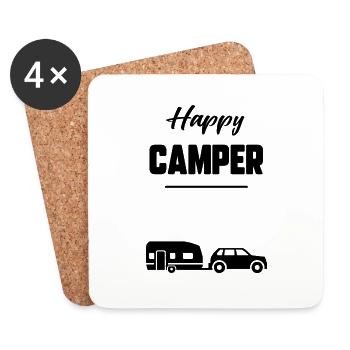 Happy camper - Dessous de verre (lot de 4) - blanc - Devant