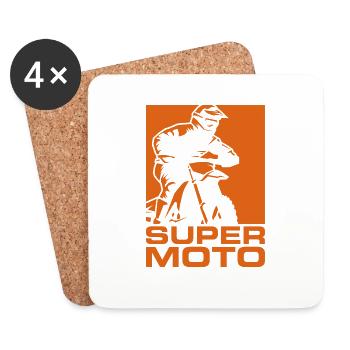 SUPER MOTO silhouette rouge - Dessous de verre (lot de 4) - blanc - Devant