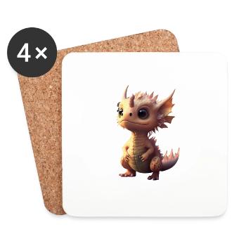 Little Cute Dragon 1 - Coasters (set of 4) - white - Front