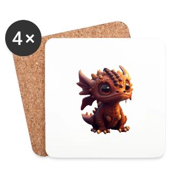 Little Sweet Dragon 3 - Coasters (set of 4) - white - Front
