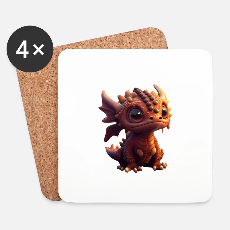 Kleiner Süßer Drache 3 - Untersetzer (4er-Set) - Weiß