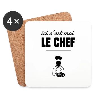 Ici c’est moi le chef - Dessous de verre (lot de 4) - blanc - Devant