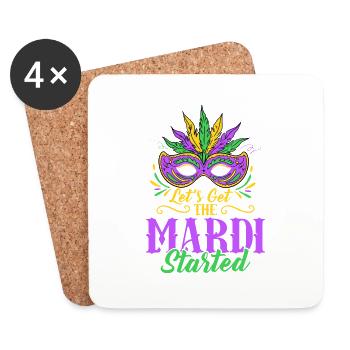 Let’s Get The Mardi Started Mardi Gras Party - Dessous de verre (lot de 4) - blanc - Devant