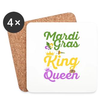 Mardi Gras où vous pouvez faire la fête comme un roi - Dessous de verre (lot de 4) - blanc - Devant