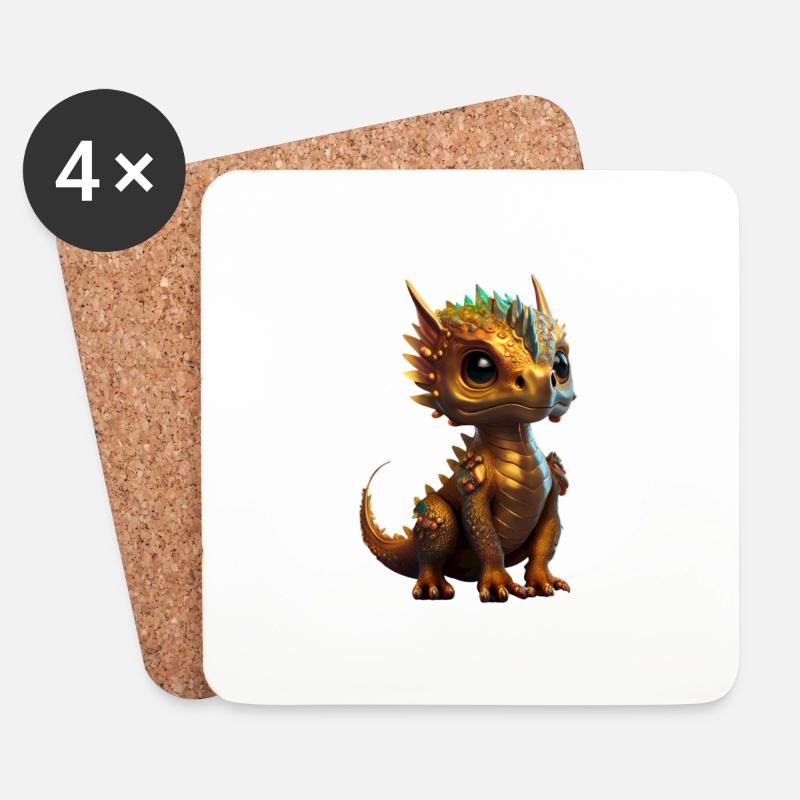 Kleiner Süßer Drache 12 - Untersetzer (4er-Set) - Weiß
