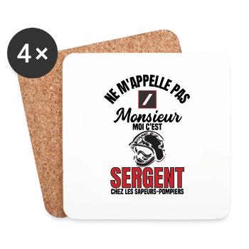 Sergent sapeur pompier - Dessous de verre (lot de 4) - blanc - Devant