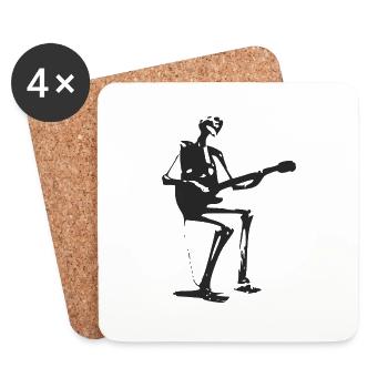 Guitariste jusqu'à la mort - Dessous de verre (lot de 4) - blanc - Devant