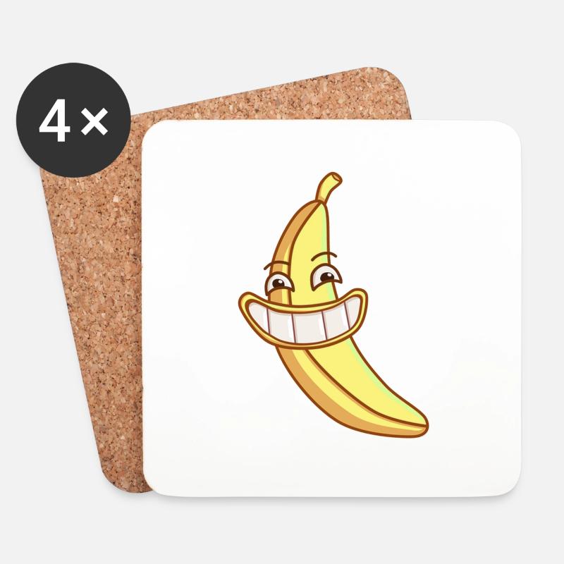 Funny Banane - Untersetzer (4er-Set) - Weiß