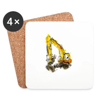 Excavators // Machine operators - Coasters (set of 4) - white - Front
