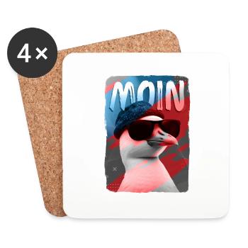 Moin! Hamburger Möwe mit Sonnenbrille - Untersetzer (4er-Set) - Weiß - Vorne