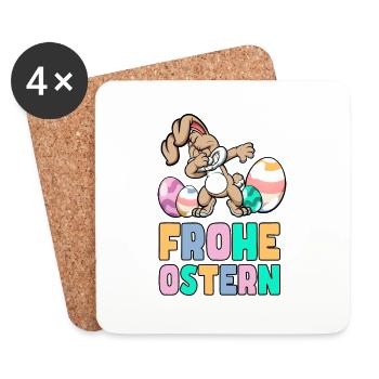 Frohe Ostern - Dabbing Osterhase tanz zum Fest - Untersetzer (4er-Set) - Weiß - Vorne
