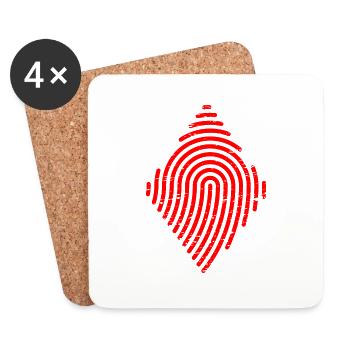 Diamond Playing Card Symbol Fingerprint - Coasters (set of 4) - white - Front