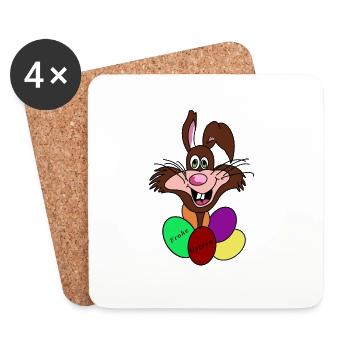 witziger Osterhase mit bunten Ostereiern - Untersetzer (4er-Set) - Weiß - Vorne