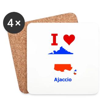 Carte du drapeau de la France avec la ville d’Ajaccio - Dessous de verre (lot de 4) - blanc - Devant