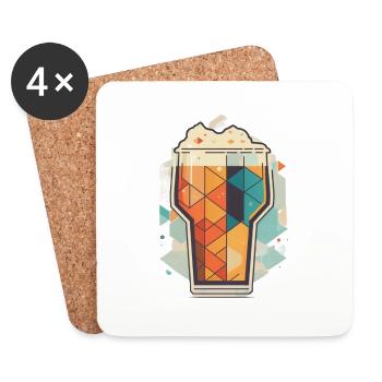 Bière artisanale minimaliste - Dessous de verre (lot de 4) - blanc - Devant