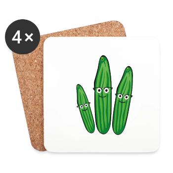 gurken familie,gurken,gurke,salatgurke, nerd - Untersetzer (4er-Set) - Weiß - Vorne
