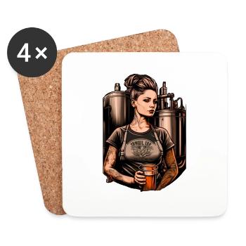 Maître brasseur cool avec bière artisanale - Dessous de verre (lot de 4) - blanc - Devant