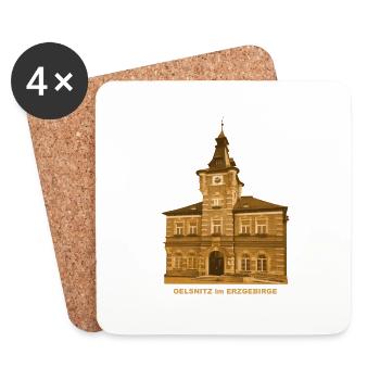 Oelsnitz Erzgebirge Town Hall Saxony Mining - Dessous de verre (lot de 4) - blanc - Devant