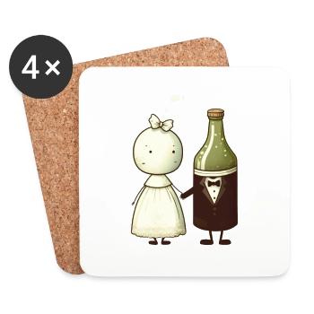 Bride marries a bottle of BIer - Coasters (set of 4) - white - Front