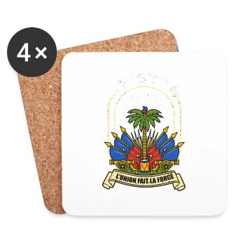 Haïti Drapeau Haïtien Fier d’être Je Cadeau - Dessous de verre (lot de 4) - blanc - Devant