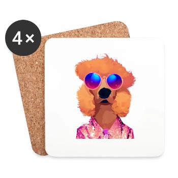 Dog Party Poodle Dog Love Dog Owner Dog - Coasters (set of 4) - white - Front