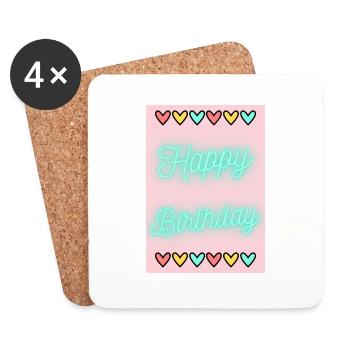 BIRTHDAY,HAPPY BIRTHDAY,HAPPY BIRTHDAY - Coasters (set of 4) - white - Front