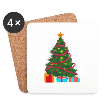 Weihnachten Geschenk Tannenbaum Weihnachtsbaum - Untersetzer (4er-Set) - Weiß - Vorne