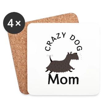Maman folle de chien - Dessous de verre (lot de 4) - blanc - Devant