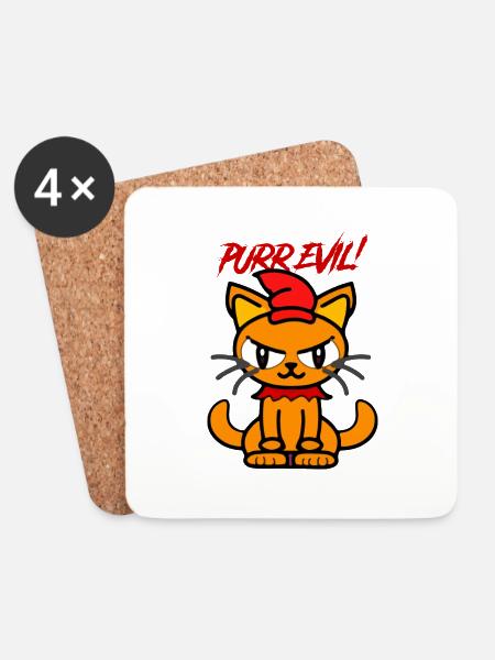 Purr evil - Coasters (set of 4) - white