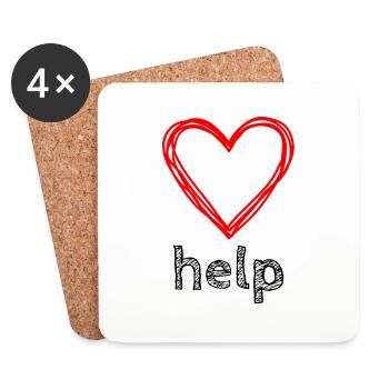 Helping Heart, Helfendes Herz - Untersetzer (4er-Set) - Weiß - Vorne