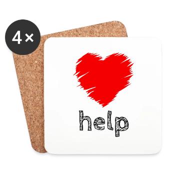 Helping Heart, Helfendes Herz - Untersetzer (4er-Set) - Weiß - Vorne