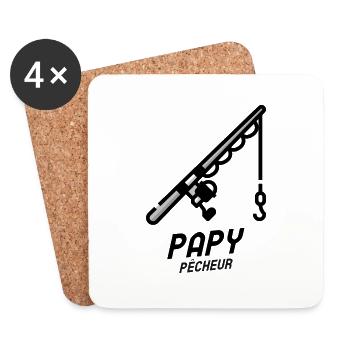 Cadeau papy pêcheur - Dessous de verre (lot de 4) - blanc - Devant