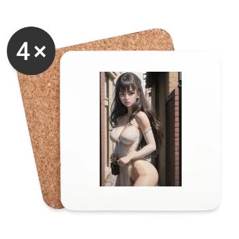 Femme dans une ruelle, ville,IA générée - Dessous de verre (lot de 4) - blanc - Devant
