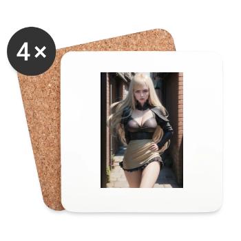 Femme dans une ruelle, ville,IA générée - Dessous de verre (lot de 4) - blanc - Devant