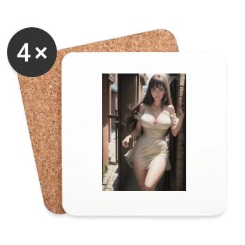Femme dans une ruelle, ville,IA générée - Dessous de verre (lot de 4) - blanc - Devant
