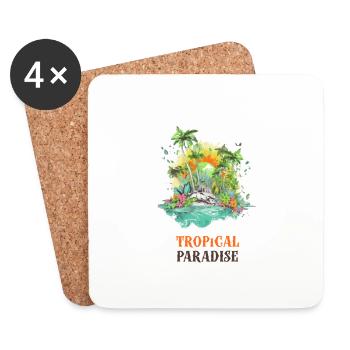 Paradis Tropical - Dessous de verre (lot de 4) - blanc - Devant