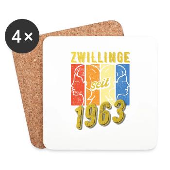 Zwillinge Sternzeichen 1963 Geschenk - Untersetzer (4er-Set) - Weiß - Vorne