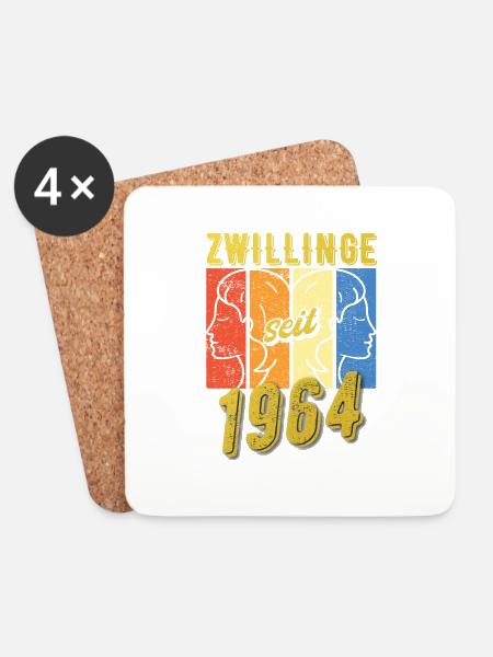 Zwillinge Sternzeichen 1964 Geschenk - Untersetzer (4er-Set) - Weiß