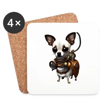 Steampunk Chihuahua - Coasters (set of 4) - white - Front