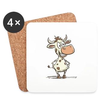 Vache folle - Dessous de verre (lot de 4) - blanc - Devant